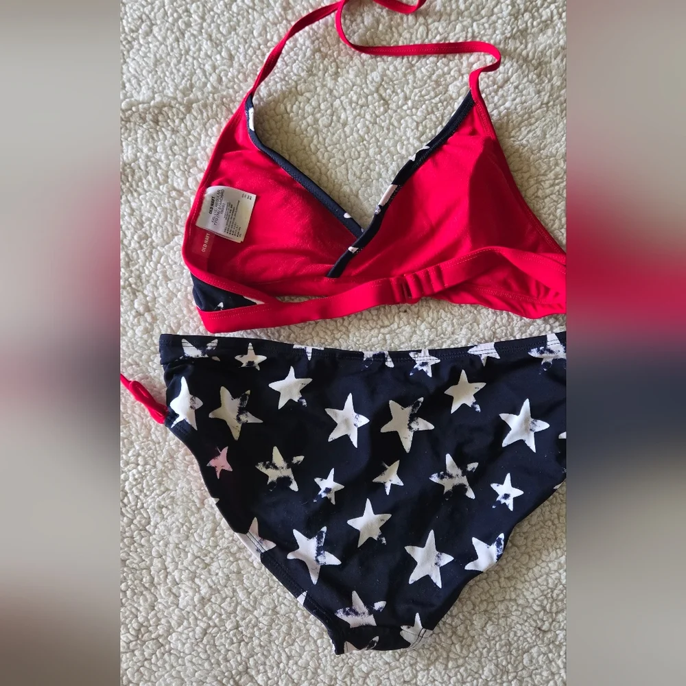 Old Navy Red, White And  Blue Bikini Swimwear Girls Size 16 Summer